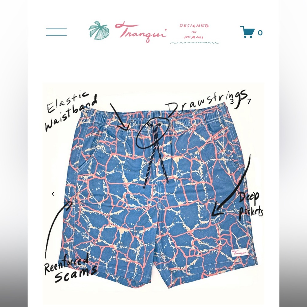 Tranqui Stylish Blue and Pink Men’s Swim Shorts